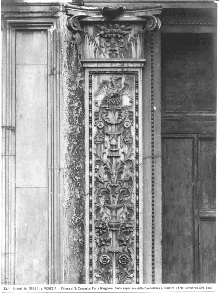 Venezia - Chiesa di S. Zaccaria. Porta Maggiore. Parte superiore della Candelabra a sinistra