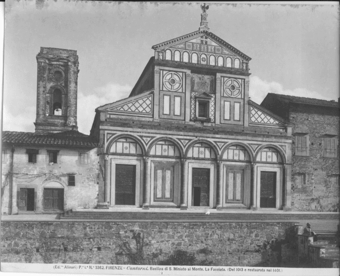 Firenze - Basilica di S. Miniato al Monte. La Facciata. (Del 1013 e restaurata nel 1401.)