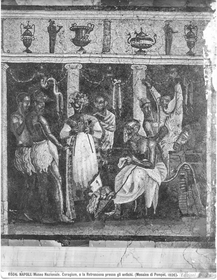 Napoli. Museo Nazionale. Coragium, o la Retroscena presso gli antichi. (Mosaico di Pompei, 1826)