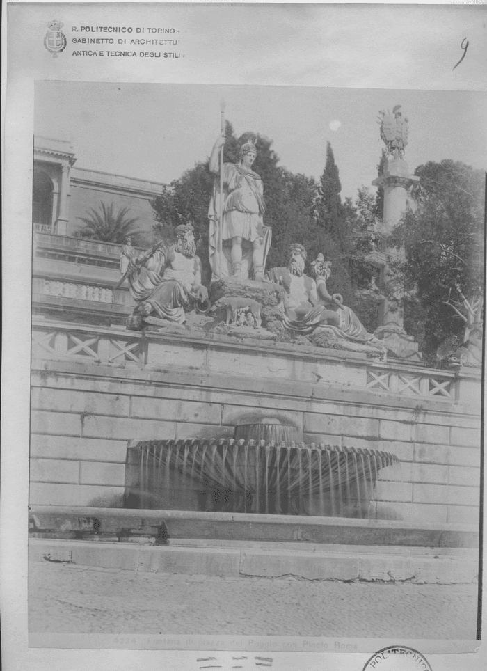 Fontana di piazza del Popolo con Pincio. Roma