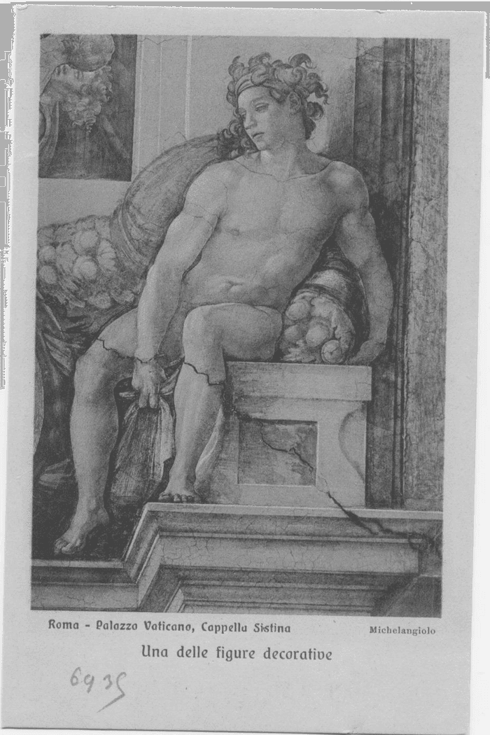 Una delle figure decorative (Michelangiolo Buonarroti) - (Roma - Palazzo Vaticano - Cappella Sistina)