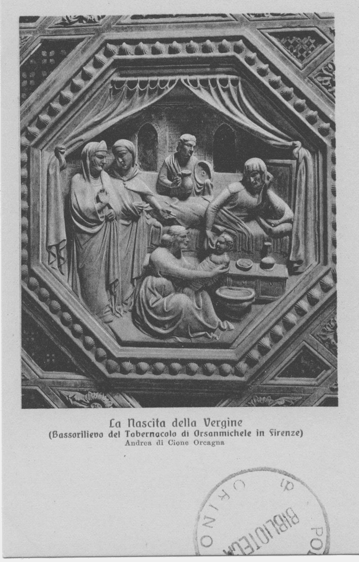 La nascita della Vergine (Andrea di Cione Orcagna) - (Firenze - Bassorilievo del tabernacolo nella chiesa di Orsanmichele)