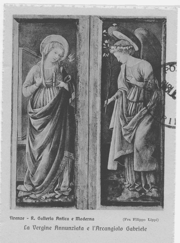 La Vergine Annunziata e l'Arcangelo Gabriele (Fra Filippo Lippi) - (Firenze - R. Galleria Antica e Moderna)