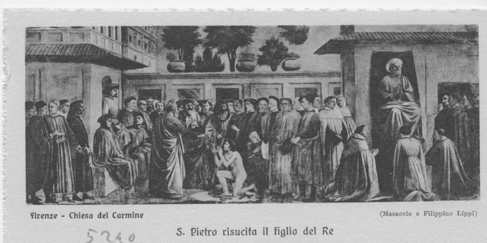 S. Pietro risuscita il figlio del Re (Masaccio e Filippino Lippi) - (Firenze - Chiesa del Carmine)