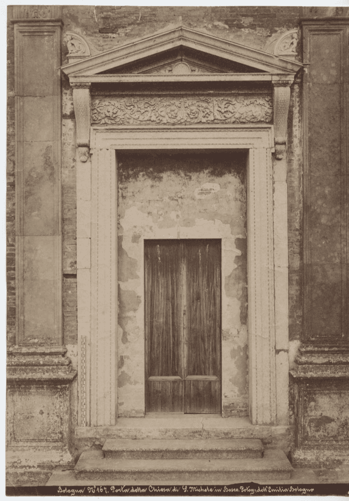 Bologna - Porta della Chiesa di S. Michele in Bosco. - Fotog. dell'Emilia Bologna