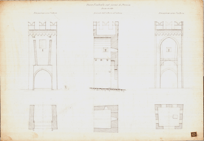 tav.32 - Perosa Canavese, Torre d' ingresso