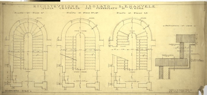 RICOSTRUZIONE ISOLATO S. EMANUELE/SCALA CENTRALE DEL FABBRICATO DI V. ROMA