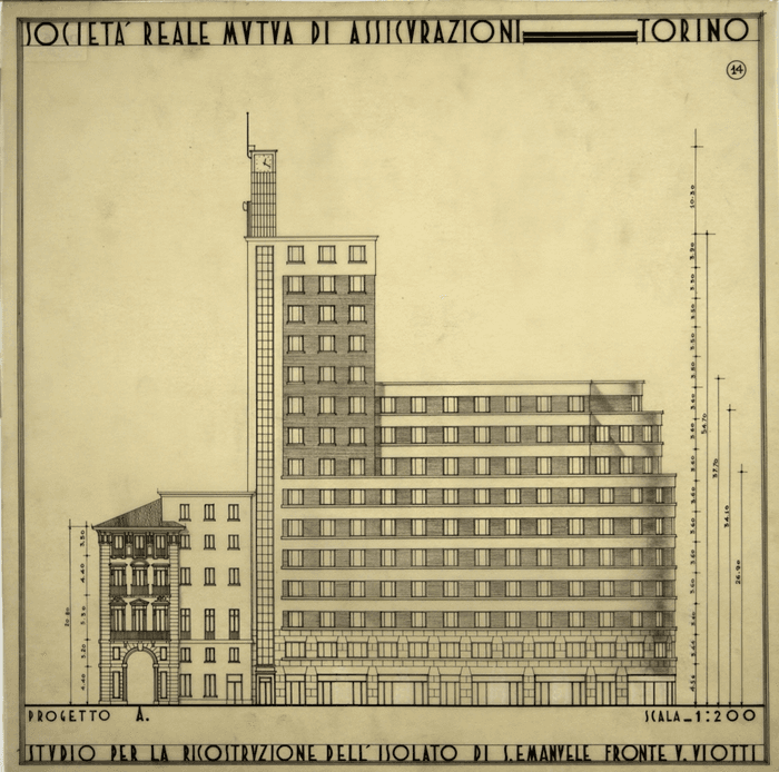 SOCIETA' REALE MUTUA DI ASSICURAZIONI - TORINO/STUDIO PER LA RICOSTRUZIONE DELL'ISOLATO DI S. EMANUELE - PROGETTO A