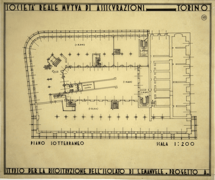 SOCIETA' REALE MUTUA DI ASSICURAZIONI - TORINO/STUDIO PER LA RICOSTRUZIONE DELL'ISOLATO DI S. EMANUELE - PROGETTO A