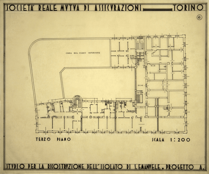 SOCIETA' REALE MUTUA DI ASSICURAZIONI - TORINO/STUDIO PER LA RICOSTRUZIONE DELL'ISOLATO DI S. EMANUELE - PROGETTO A