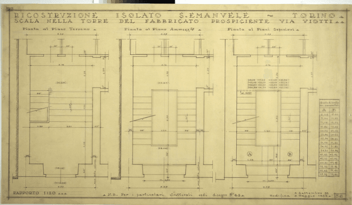 RICOSTRUZIONE ISOLATO S. EMANUELE - TORINO/SCALA NELLA TORRE DEL FABBRICATO PROSPICIENTE VIA VIOTTI