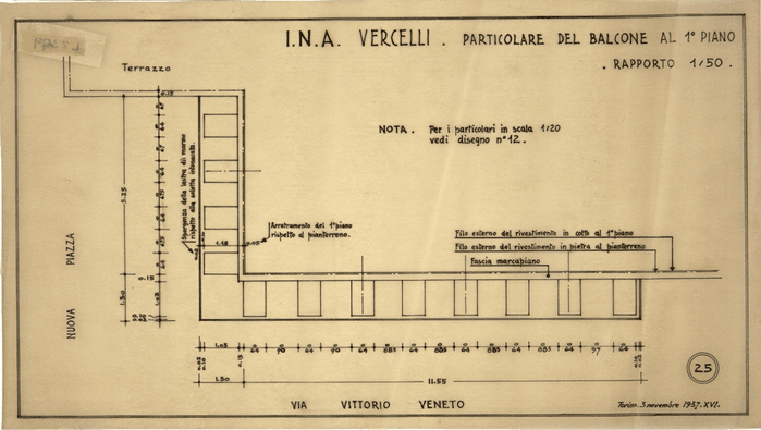 I.N.A. Istituto Nazionale Assicurazioni-Nuova costruzione per abitazione a Vercelli