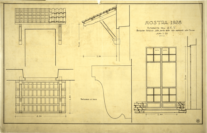 MOSTRA 1928/RISTORANTE DELL'A.C.T./Particolari tettuccio sulla porte della sale adiacente alla cucina