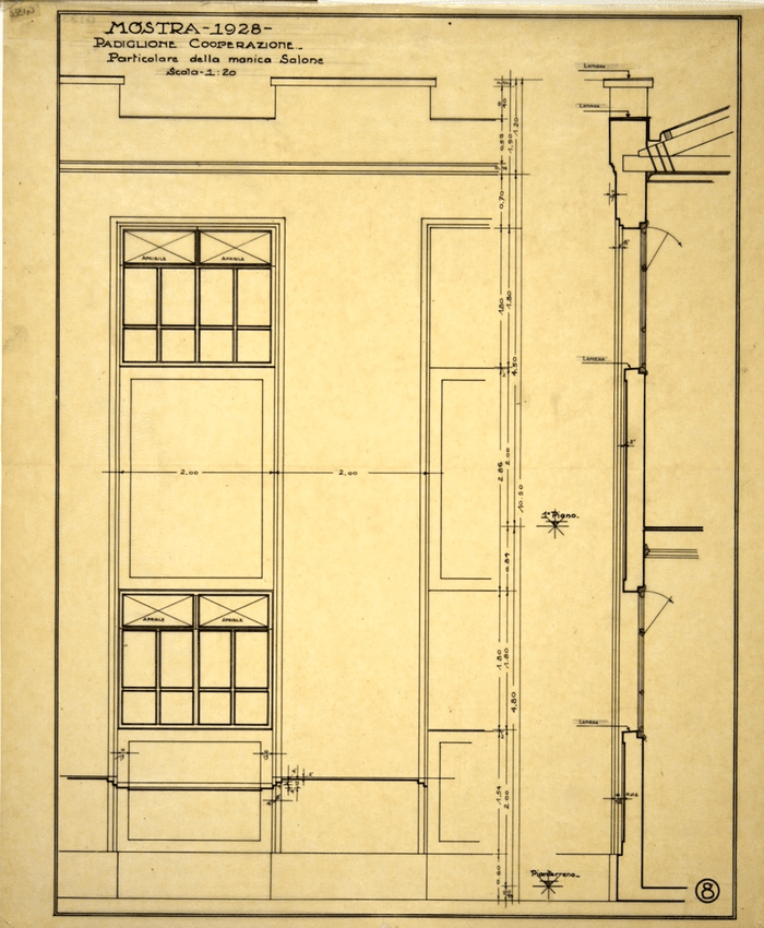 MOSTRA 1928 - TORINO/PADIGLIONE COOPERAZIONE/PARTICOLARE DELLA MANICA SALONE