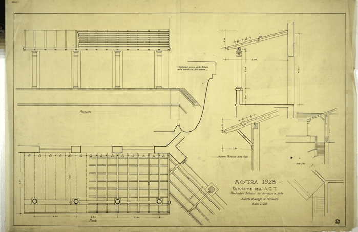 MOSTRA 1928/RISTORANTE DELL'A.C.T./Particolari tettucci sul terrazzo e sulla/scaletta di accesso al terrazzo