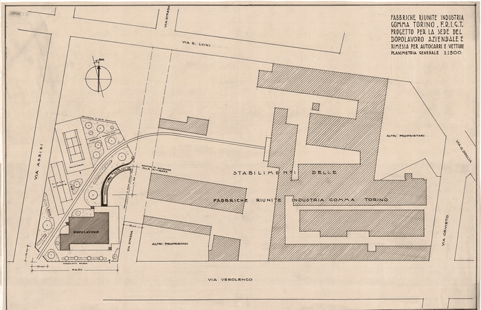 FABBRICHE RIUNITE INDUSTRIE/GOMMA TORINO - F.R.I.G.T./PROGETTO PER LA SEDE DEL/DOPOLAVORO AZIENDALE E/RIMESSA PER AUTOCARRI E VETTURE