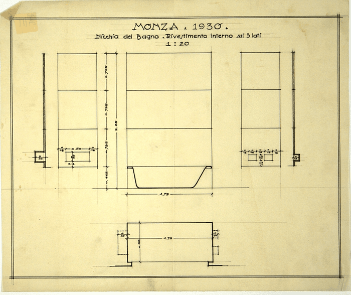 MONZA * 1930/nicchia del bagno. Rivestimento interno sui 3 lati