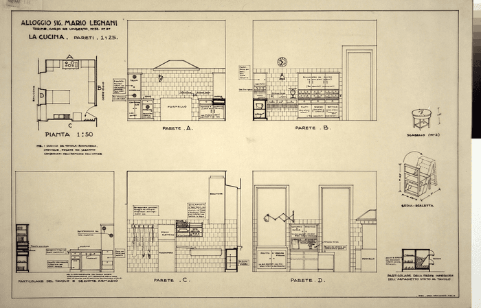 ALLOGGIO SIG. MARIO LEGNANI/TORINO - CORSO RE UMBERTO - N. 54 P 2°/LA CUCINA. PARETI. 1: 25