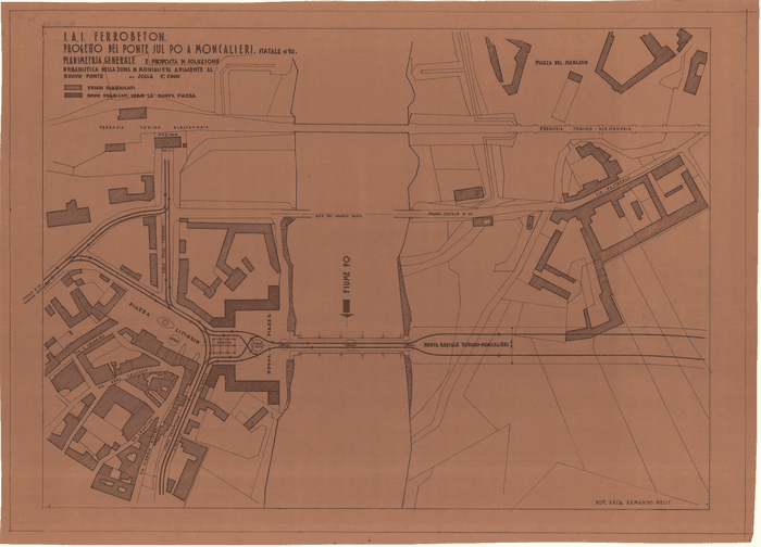 S.A.I. Ferrobeton/Progetto del ponte sul Po a Moncalieri. Statale n. 10