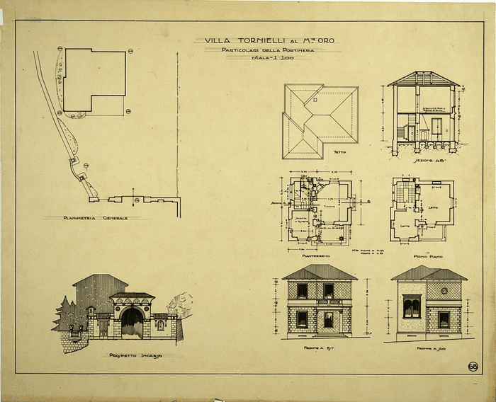 VILLA TORNIELLI AL M. ORO/PARTICOLARI DELLA PORTINERIA/SCALA 1: 100