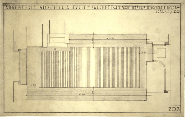 ARGENTERIA GIOIELLERIA FURST - PALCHETTO A FASCE ALTERN.TE DI ROVERE E NOCE