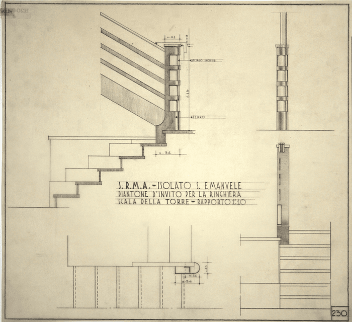 S. R. M. A. - ISOLATO S. EMANUELE/PIANTONE D'INVITO  PER LA RINGHIERA/SCALA DELLA TORRE - RAPPORTO 1: 10