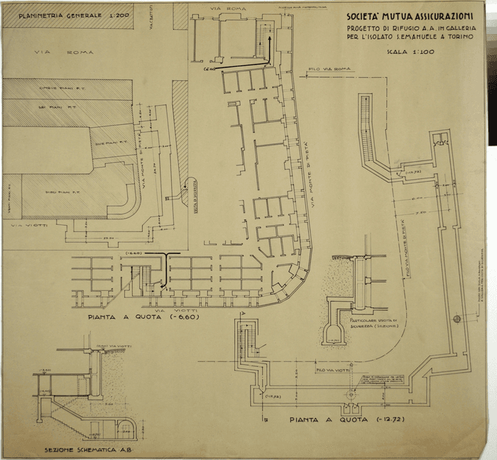 SOCIETA' MUTUA ASSICURAZIONI/PROGETTO DI RIFUGIO A. A. IN GALLERIA/PER L'ISOLATO S. EMANUELE A TORINO
