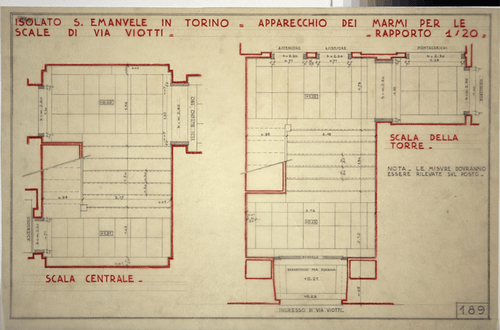 ISOLATO S. EMANUELE IN TORINO - APPARECCHIO DEI MARMI PER LE/SCALE DI VIA VIOTTI