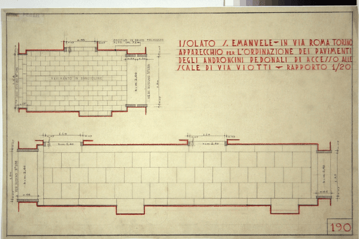 ISOLATO S. EMANUELE - IN VIA ROMA TORINO/APPARECCHIO PER L'ORDINAZIONE DEI PAVIMENTI/DEGLI ANDRONCINI PEDONALI DI ACCESSO ALLE/SCALE DI VIA VIOTTI