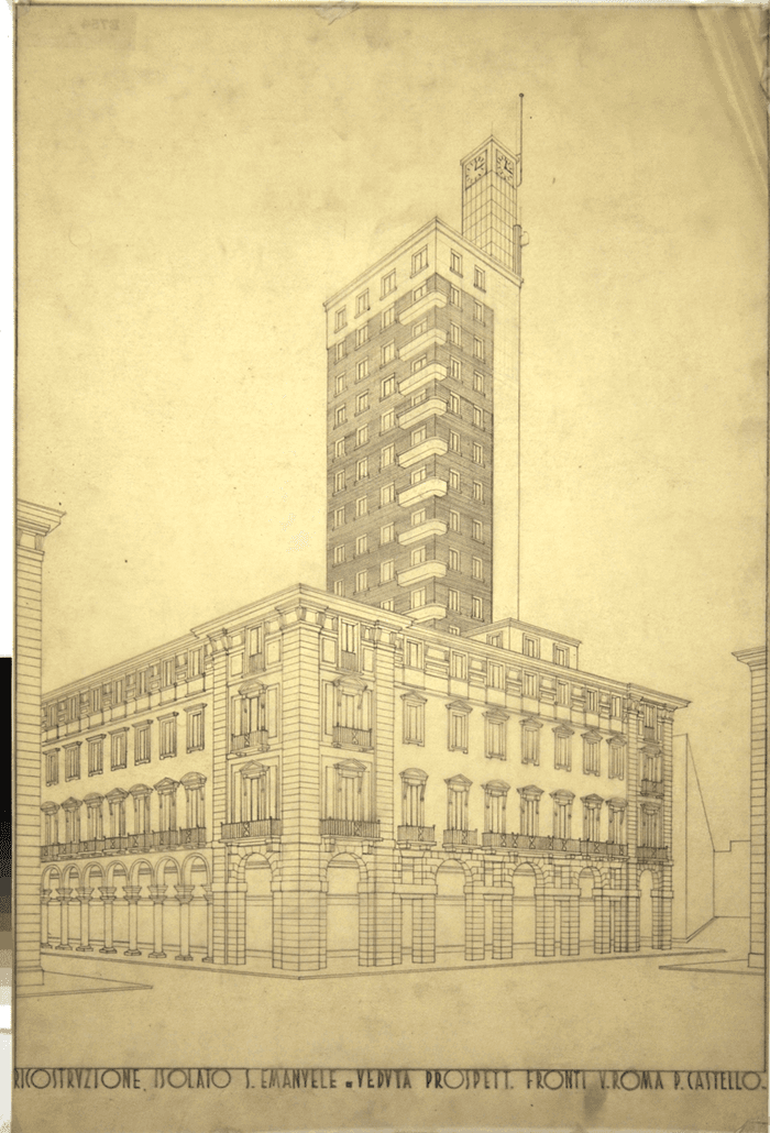 RICOSTRUZIONE ISOLATO S. EMANUELE - FRONTI V. ROMA P. CASTELLO IN TORINO