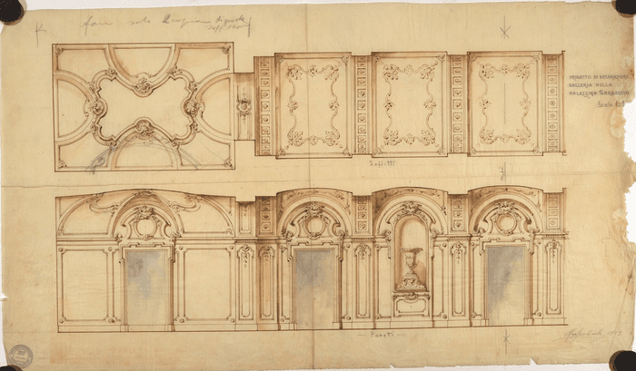 Palazzina Garbaccio, galleria e soffitto, nl.