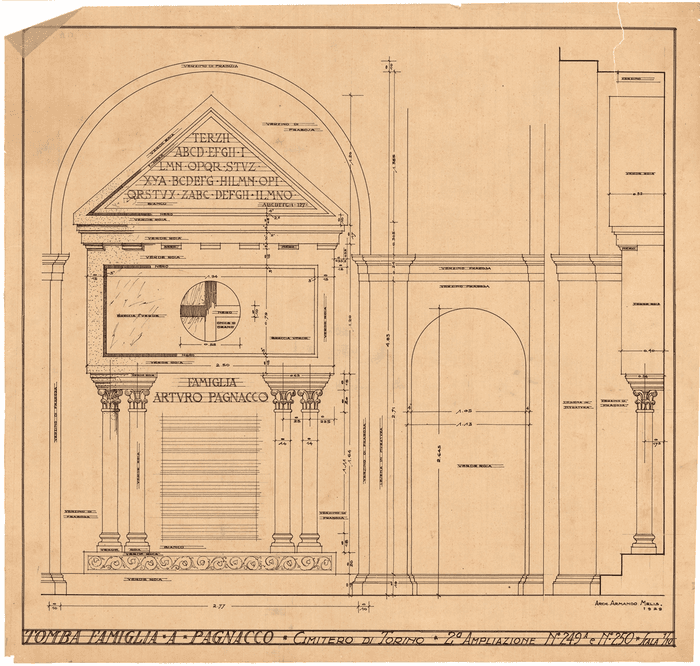 Tomba Famiglia Pagnacco, cimitero Monumentale di Torino,  II Ampliazione n.249 e 250.