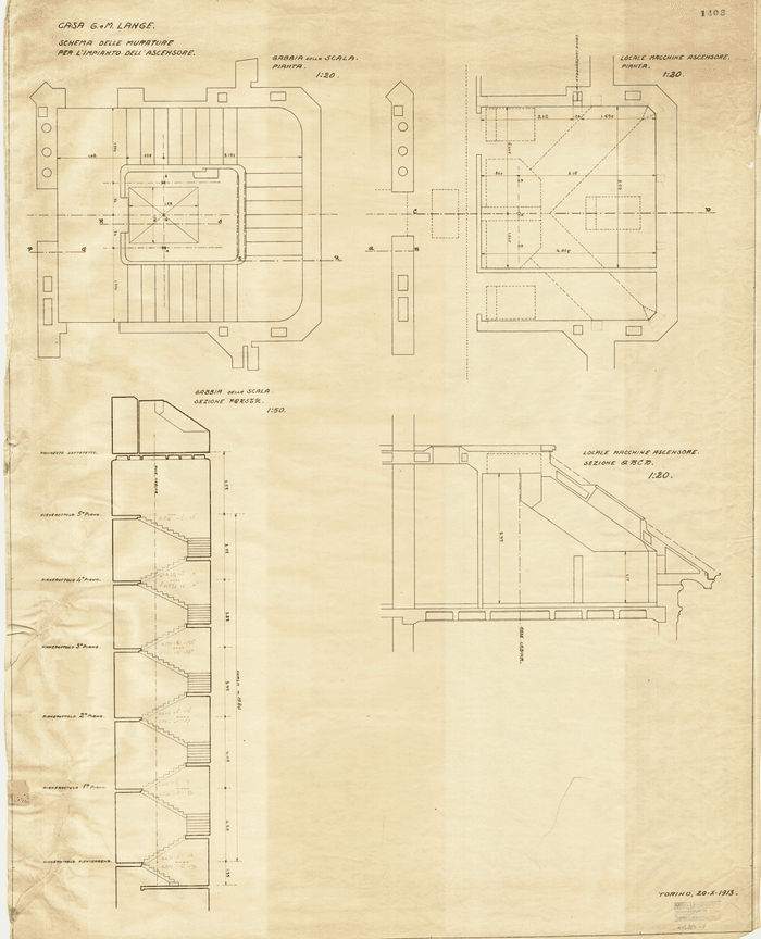 CASA G.e M. LANGE / SCHEMA DELLE MURATURE / PER L'IMPIANTO DELL'ASCENSORE