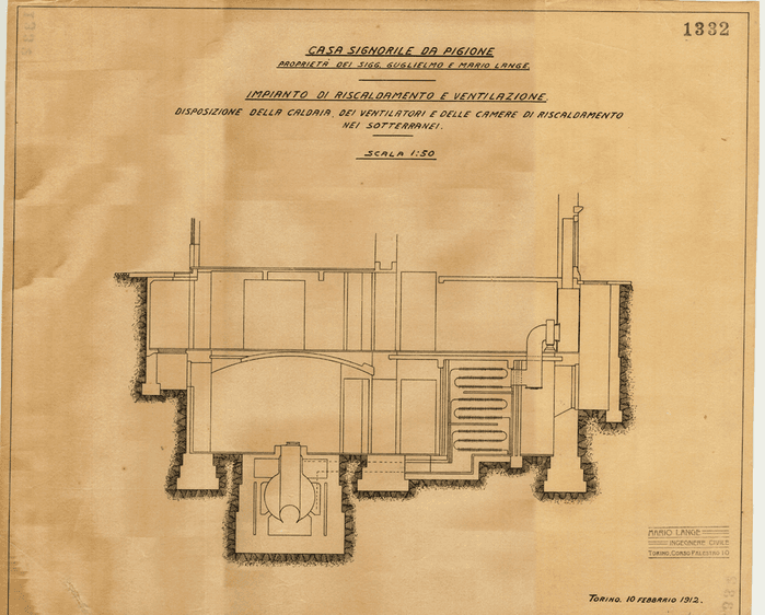 CASA SIGNORILE DA PIGIONE / PROPRIETA' DEI SIGG. GUGLIEMO E MARIO LANGE / IMPIANTO DI RISCALDAMENTO E VENTILAZIONE