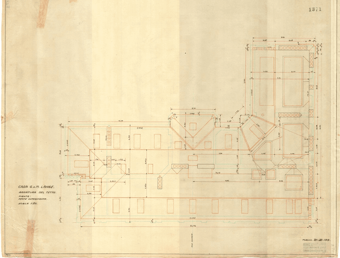 CASA G. e M. LANGE / ARMATURA DEL TETTO / PIANTA: PARTE SOTTOSTANTE