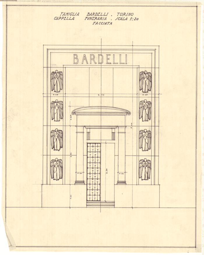 Tomba Famiglia Bardelli, cimitero Monumentale di Torino,  Primitivo Ovest 447.