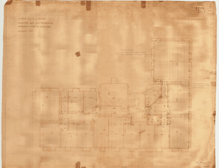 CASA G. e M. LANGE / PIANTA DEL SOTTOTETTO / PAVIMENTI E PORTE INTERNE