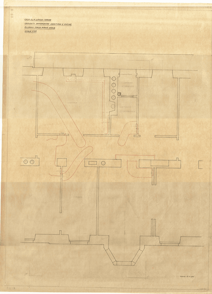 CASA G. e M. LANGE - TORINO / IMPIANTI APPARECCHI SANITARI E CUCINE / ALLOGGIO TERZO PIANO NORD