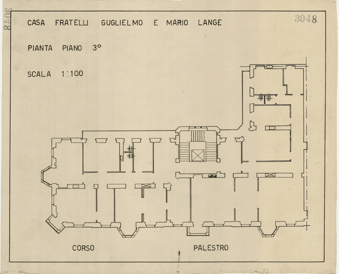 CASA FRATELLI GUGLIELMO E MARIO LANGE / PIANTA PIANO 3°