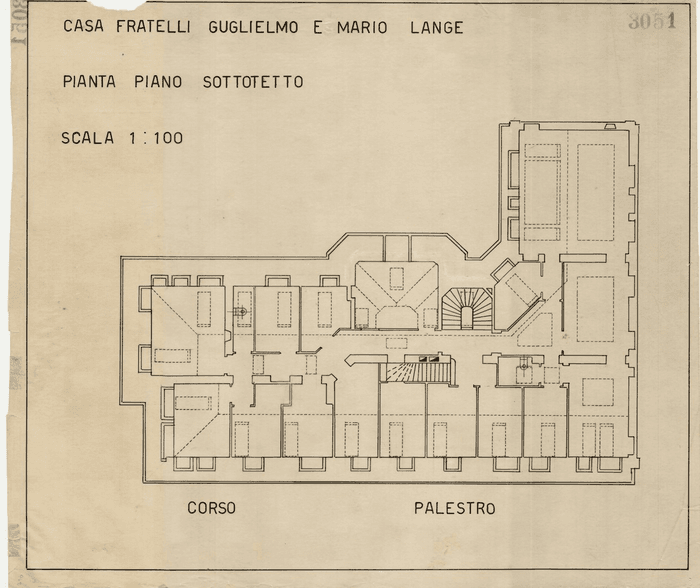 CASA FRATELLI GUGLIELMO E MARIO LANGE / PIANTA PIANO SOTTOTETTO