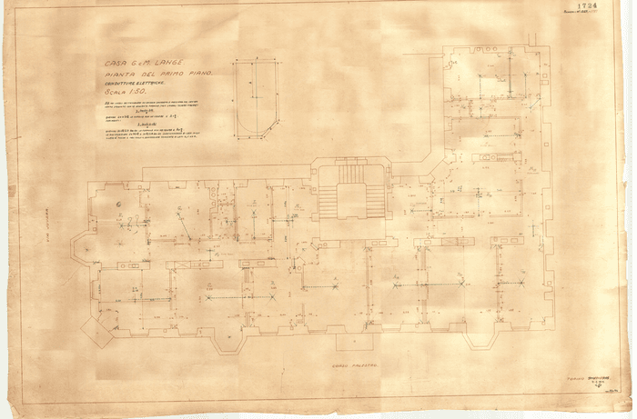 CASA G. e M. LANGE / PIANTA DEL PRIMO PIANO / CONDUTTURE ELETTRICHE