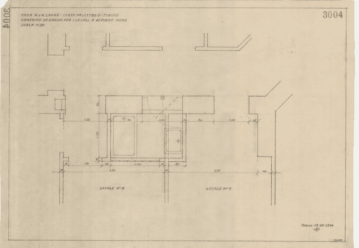 CASA G. e M. LANGE - CORSO PALESTRO 7 - TORINO / CAMERINO DA BAGNO PER I LOCALI A 6° PIANO NORD