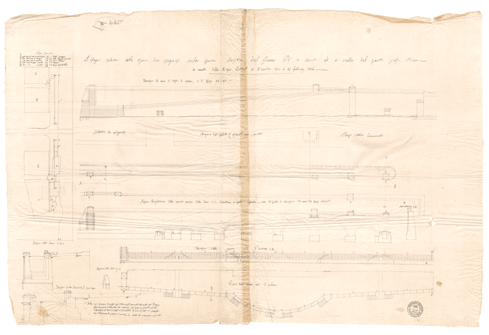 Disegni relativi alle opere da eseguirsi sulla sponda sinistra del fiume a monte ed a valle del ponte presso Torino / a mente delle Regie Patenti 31 dicembre 1833 e 25 febbraio 1834