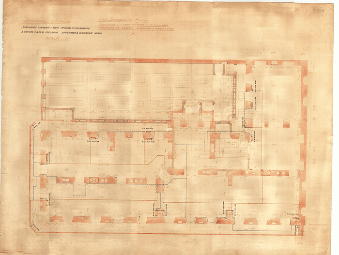 CASA SIGNORILE DA PIGIONE / FRONTEGGIANTE IL CORSO PALESTRO E LA VIA JUVARA / PROPRIETA' DEI FRATELLI GUGLIELMO E MARIO LANGE