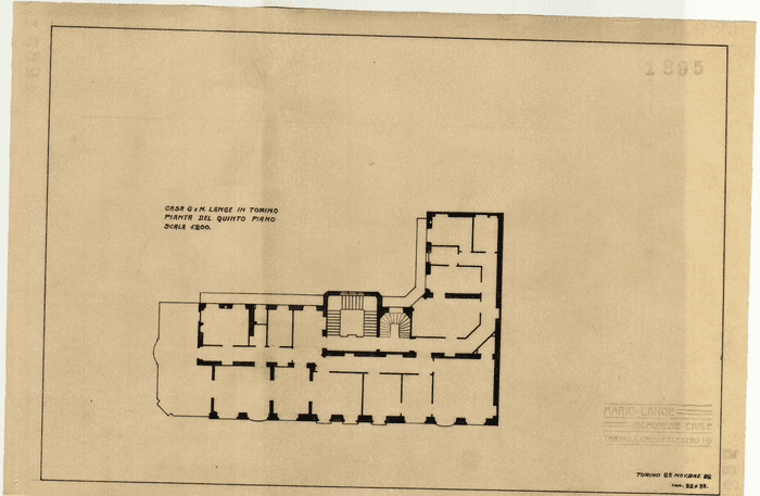 CASA G. e M. LANGE IN TORINO / PIANTA DEL QUINTO PIANO