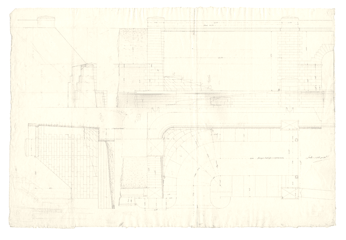 Disegni relativi al Muro di Cala d'imbarco. Spalle del ponte 