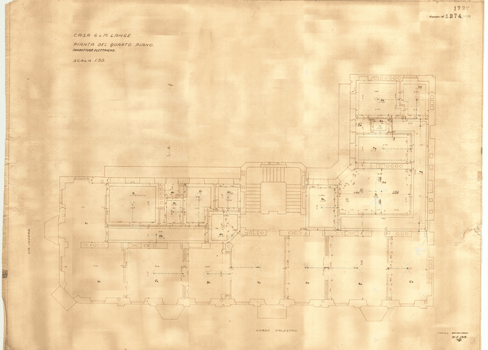 CASA G. e M. LANGE / PIANTA DEL QUARTO PIANO / CONDUTTURE ELETTRICHE