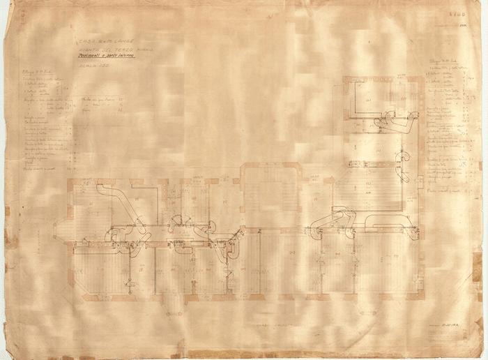 CASA G. e M. LANGE. / PIANTA DEL TERZO PIANO / PAVIMENTI E PORTE INTERNE