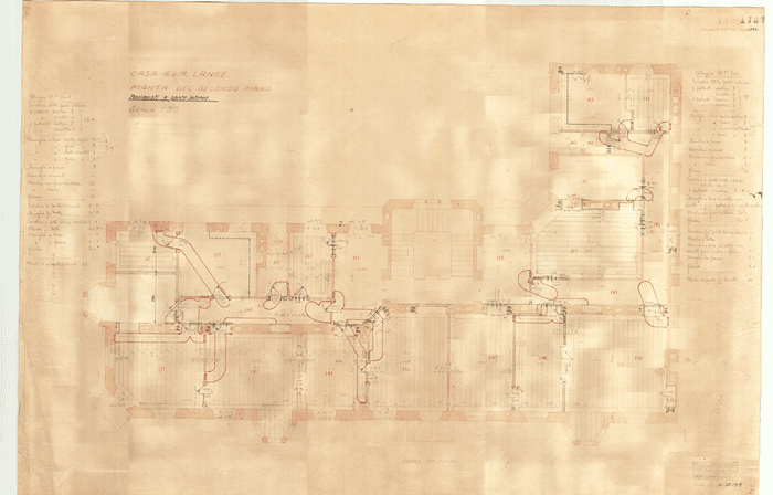 CASA G. e M. LANGE. / PIANTA DEL SECONDO PIANO / PAVIMENTI E PORTE INTERNE