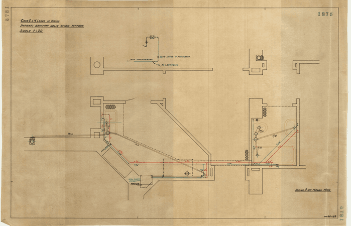 CASA G. e M. LANGE IN TORINO / IMPIANTI SANITARI NELLO STUDIO PITTORE